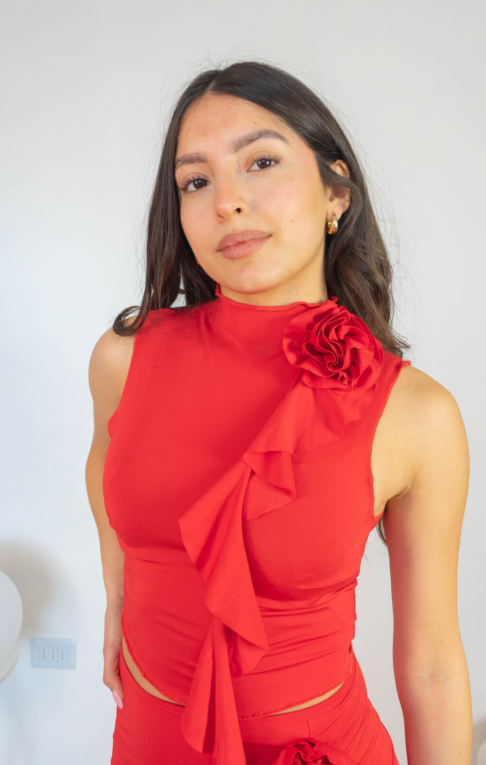 Conjunto de 2 piezas Falda Corta y Top Set elegante con flor para Mujer 2kinspire modelo 001 6 de 8 | 2kinspire