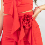 Conjunto de 2 piezas Falda Corta y Top Set elegante con flor para Mujer 2kinspire modelo 001 7 de 8 | 2kinspire
