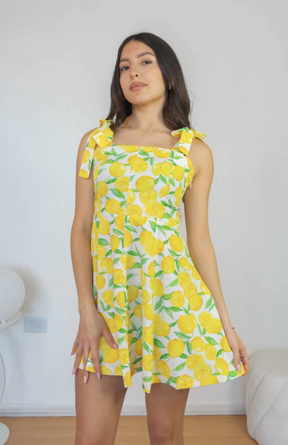 Vestido Corto Floral Tirantes de lazo Lemon