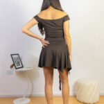 Vestido Corto Hombros Descubiertos Cafe Amanda 2kinspire modelo 001 4 de 4 | 2kinspire