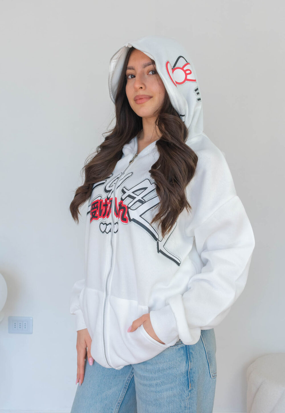 Hoodie o polerón unisex con capucha Hello Kitty Oversize