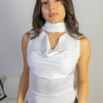 Top Bufanda Elasticado Con Escote Drapeado Mujer Allyson