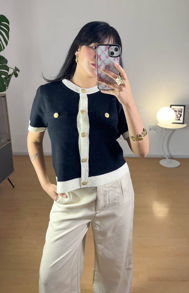 Cardigan Mujer Punto Manga Corta con Botones y Elasticado 007 1 de 5 | 2kinspire