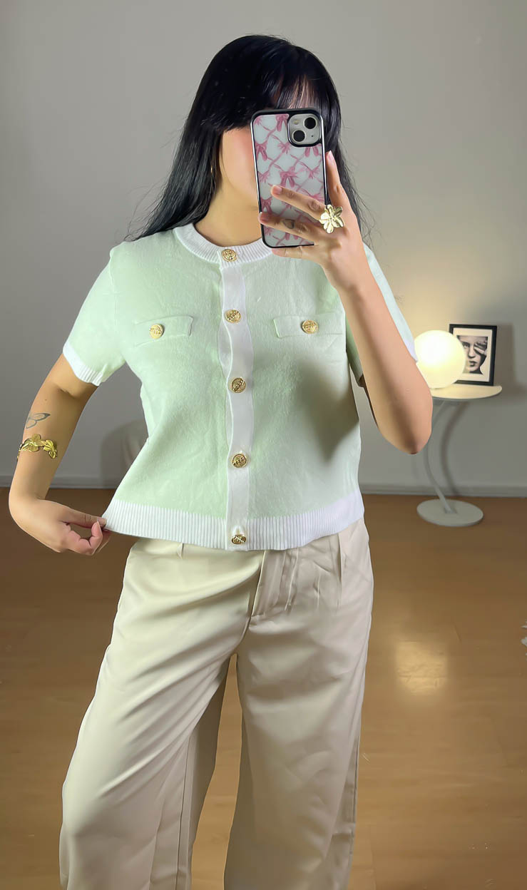 Cardigan Mujer Punto Manga Corta con Botones y Elasticado 007 5 de 5 | 2kinspire