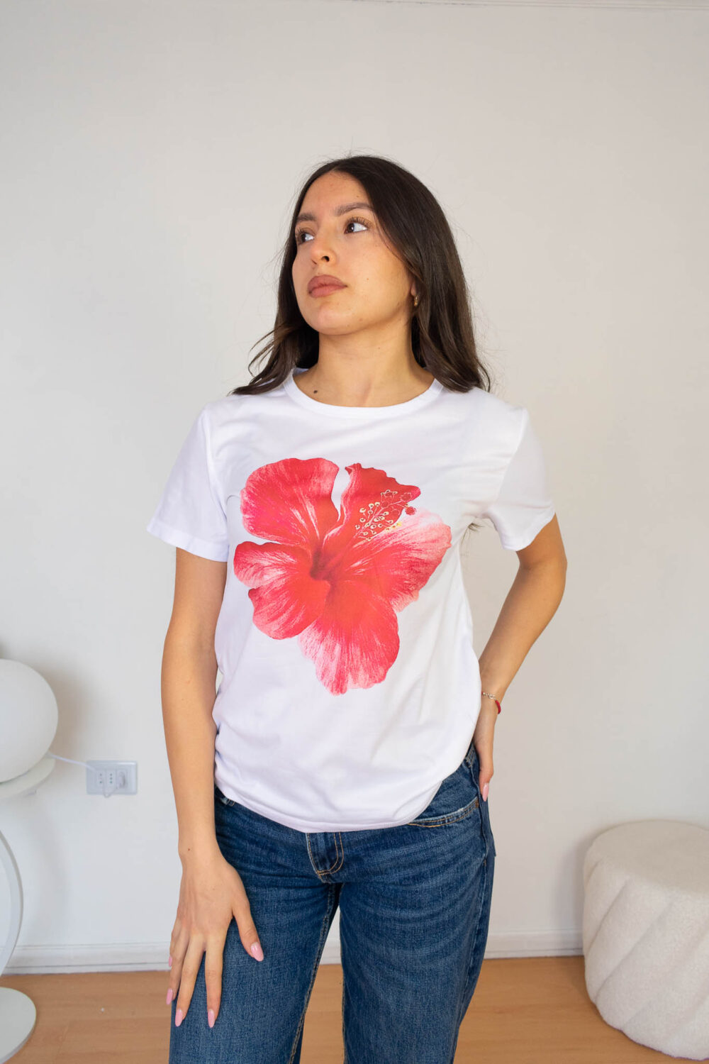 Polera Mujer Hibisco Flor Estampada