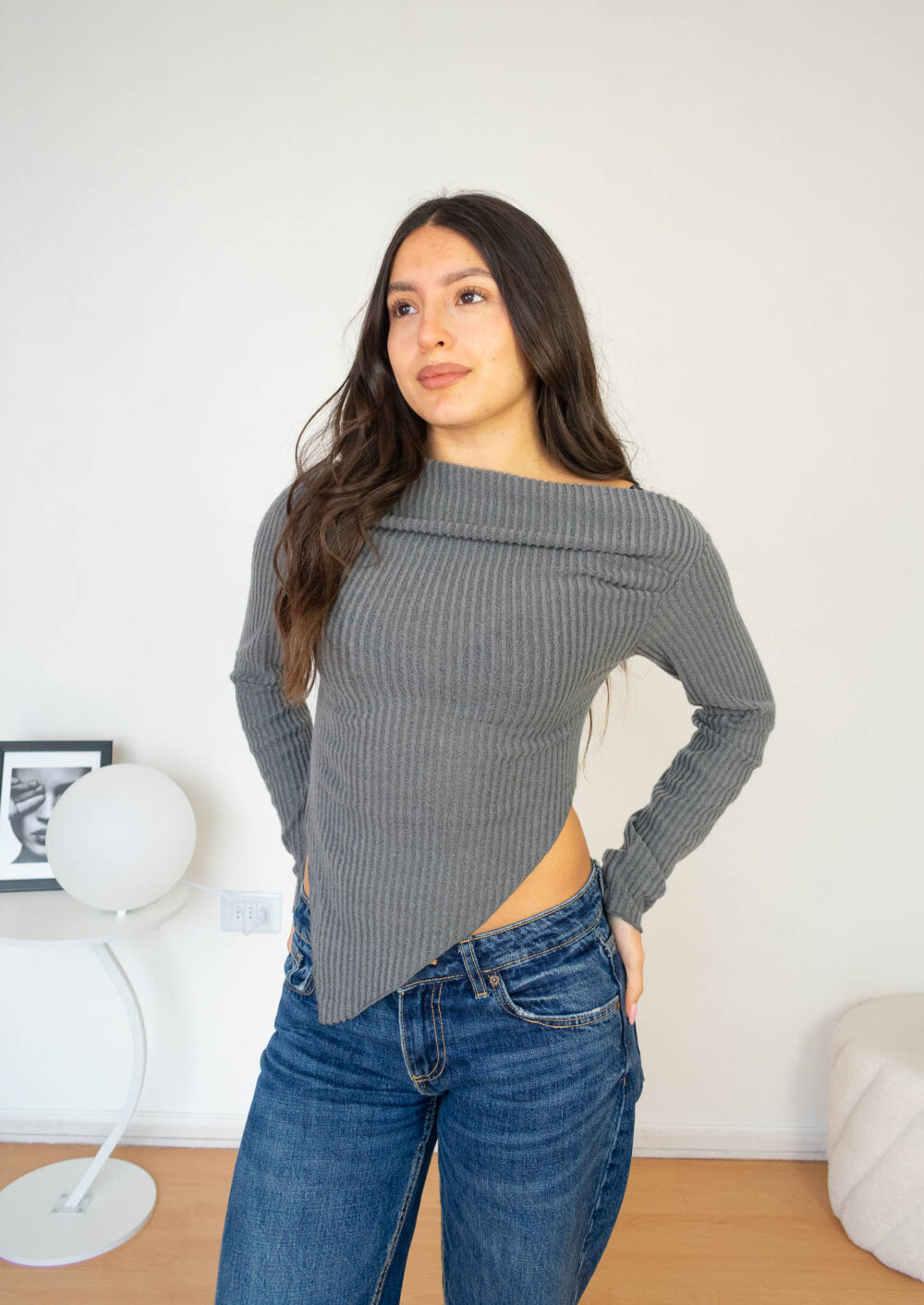 Sweater Asimétrico Mujer Hombros descubiertos | Suéter Elasticado Sophia 1 Sweater Asimétrico Mujer Hombros descubiertos | Suéter Elasticado Sophia
