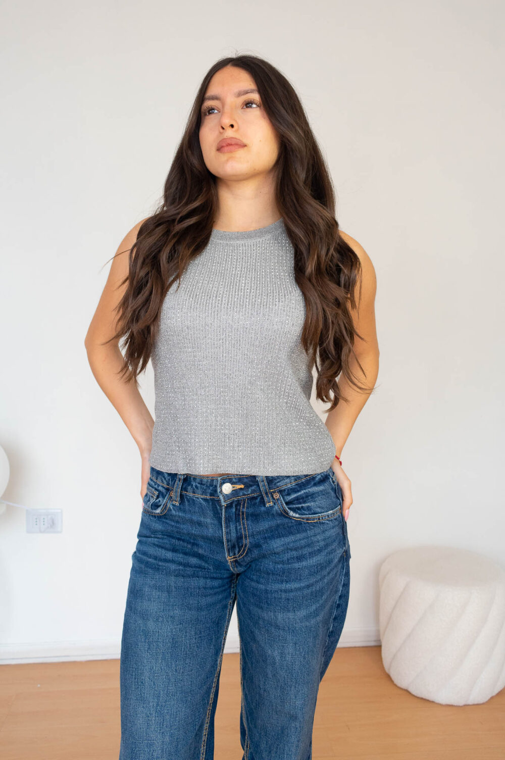 Top Brillante Sin Mangas Mujer modelo 7 | 2kinspire