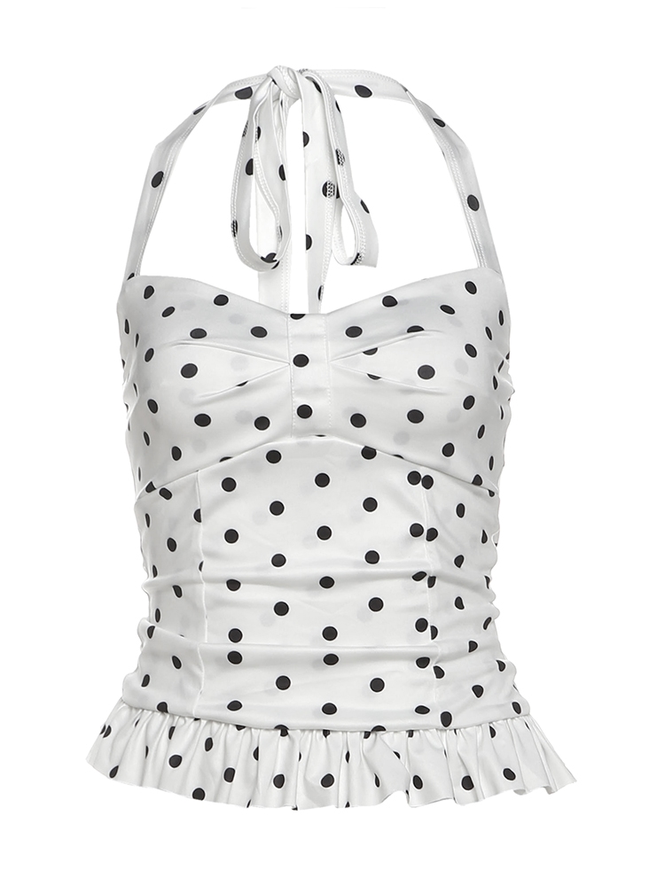Top Polka Dots con volantes para Mujer blusa con Lazo en el Cuello 002 2 | 2kinspire