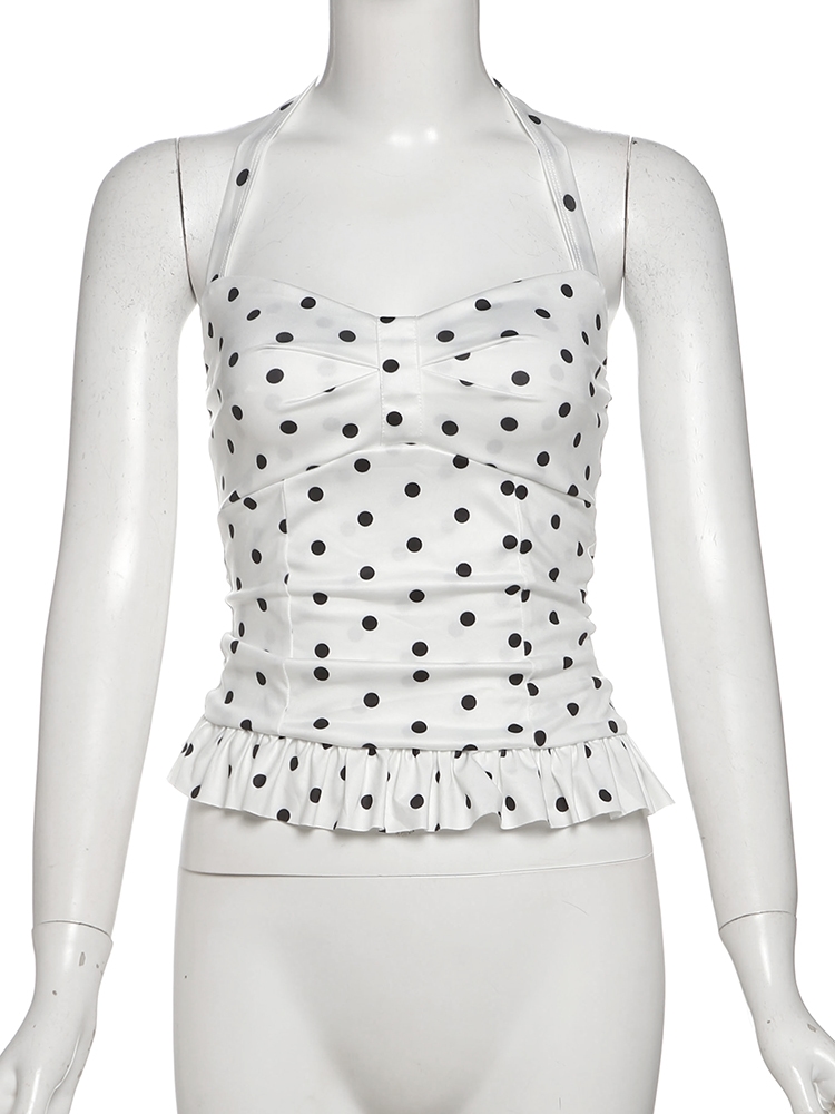 Top Polka Dots con volantes para Mujer blusa con Lazo en el Cuello 002 3 | 2kinspire