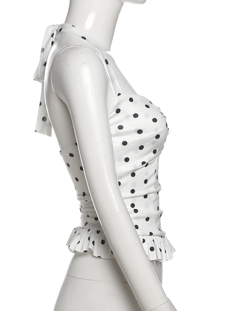 Top Polka Dots con volantes para Mujer blusa con Lazo en el Cuello 002 4 | 2kinspire