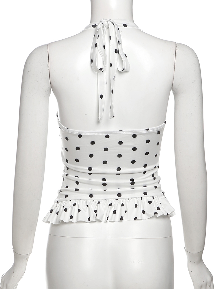 Top Polka Dots con volantes para Mujer blusa con Lazo en el Cuello 002 5 | 2kinspire