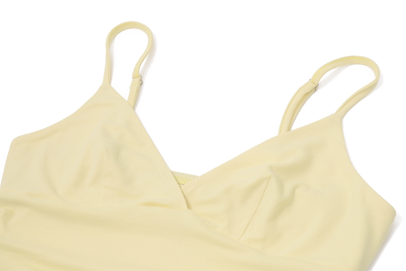 Vestido Mini Amarillo de Tirantes Finos Vestido Corto con Escote en V para Mujer 002 1 | 2kinspire