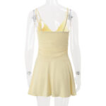 Vestido Mini Amarillo de Tirantes Finos Vestido Corto con Escote en V para Mujer 002 6 | 2kinspire