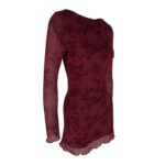 Vestido Mini Burdeo de Manga Larga para Mujer Estampado Floral y Corte Entallado 001 12 | 2kinspire