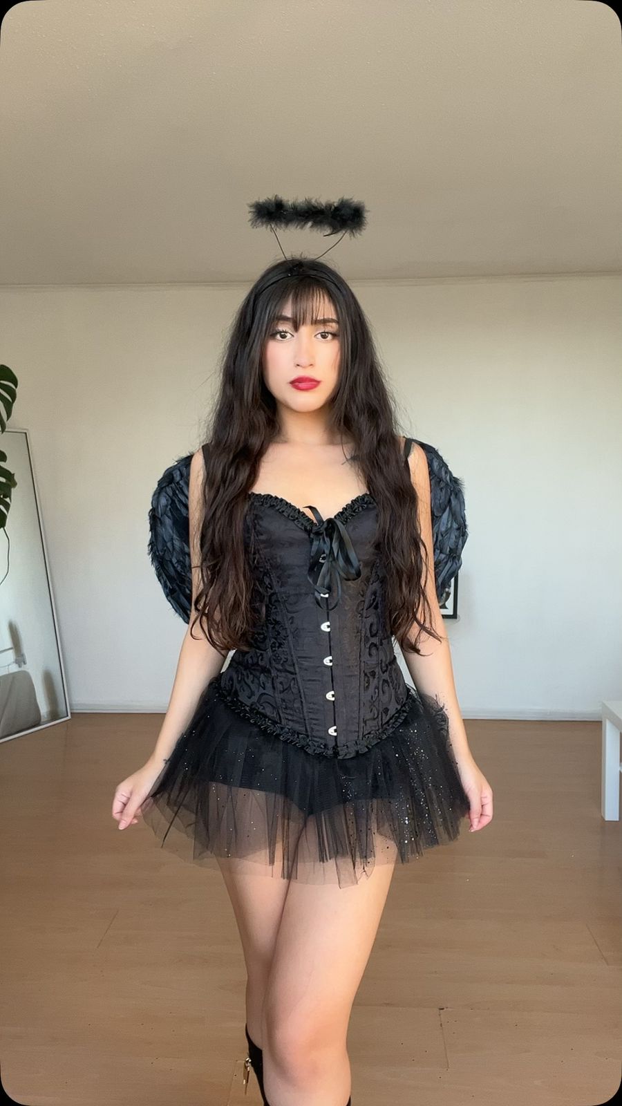 Disfraz de Ángel Corset Negro Mujer Halloween Chile